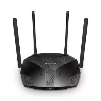 Stalinis maršrutizatorius MERCUSYS MR80X — dviejų juostų „Wi‑Fi 6“ (802.11ax), 3000 Mbps, 4 išorinės antenos, 3 „Gigabit LAN“ prievadai