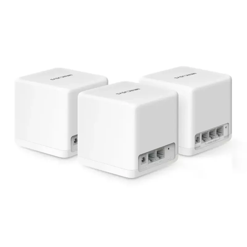 Tinklo sistema MERCUSYS Halo H60X (3 vnt.) — Dviejų juostų „Wi‑Fi 6“, iki 1500 Mbps, aprėptis 550 m², 2× LAN prievadai