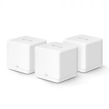 Tinklo sistema MERCUSYS Halo H60X (3 vnt.) — Dviejų juostų „Wi‑Fi 6“, iki 1500 Mbps, aprėptis 550 m², 2× LAN prievadai