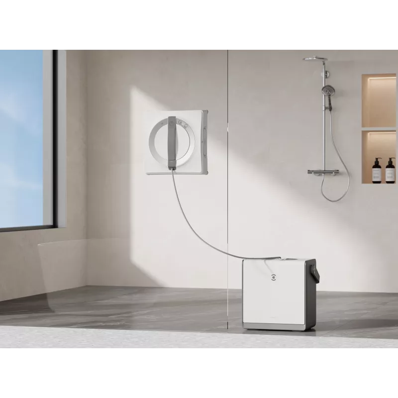 Langų valytuvas Ecovacs WINBOT W2 OMNI — baterija 4500 mAh, 96 W, bešepetėlis variklis, 260×251 mm šluostė, laidas 5,5 m, min. langas 30×40 cm