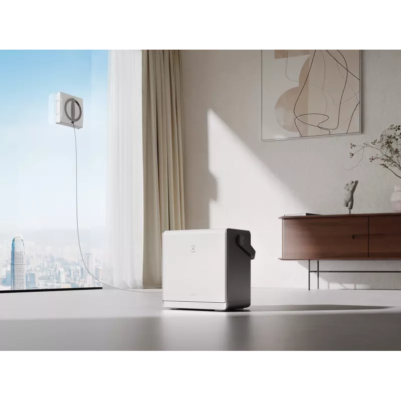Langų valytuvas Ecovacs WINBOT W2 OMNI — baterija 4500 mAh, 96 W, bešepetėlis variklis, 260×251 mm šluostė, laidas 5,5 m, min. langas 30×40 cm