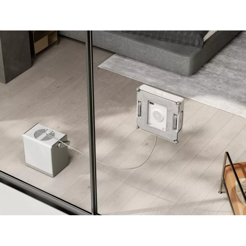 Langų valytuvas Ecovacs WINBOT W2 OMNI — baterija 4500 mAh, 96 W, bešepetėlis variklis, 260×251 mm šluostė, laidas 5,5 m, min. langas 30×40 cm