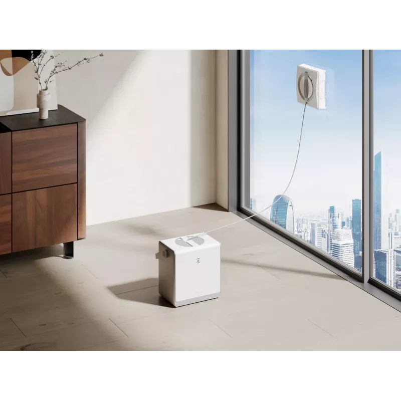 Langų valytuvas Ecovacs WINBOT W2 OMNI — baterija 4500 mAh, 96 W, bešepetėlis variklis, 260×251 mm šluostė, laidas 5,5 m, min. langas 30×40 cm