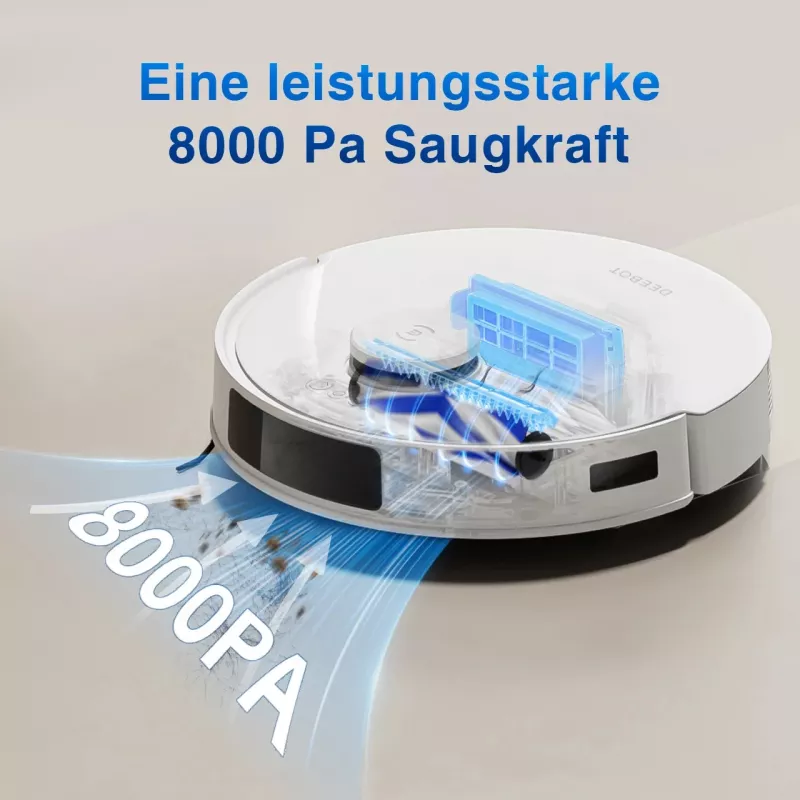 Robot vacuum cleaner Ecovacs DEEBOT N20 — LDS navigation, 8000 Pa, 5200 mAh, 300 min runtime, OZMO mopping, 0.4 L dustbin, white