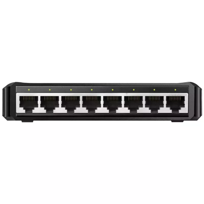 Tinklo jungiklis Cudy GS108D 8 prievadų Gigabit Ethernet (10/100/1000), 16 Gbit/s perjungimas, DC 5V, stalinis, juodas