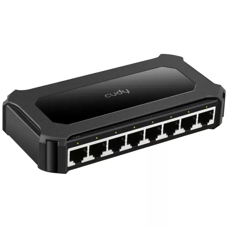 Tinklo jungiklis Cudy GS108D 8 prievadų Gigabit Ethernet (10/100/1000), 16 Gbit/s perjungimas, DC 5V, stalinis, juodas