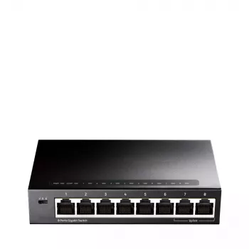 Tinklo komutatorius Cudy GS108 — 8 prievadų Gigabit Ethernet (10/100/1000), juodas, 16 Gbit/s komutavimo pajėgumas