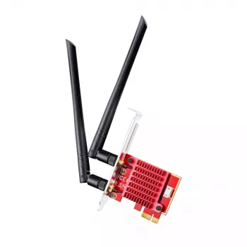 Vidinė WLAN/Bluetooth PCIe tinklo plokštė Cudy WE3000S — trijų juostų 2.4/5/6 GHz, Intel AX210, Bluetooth 5.2, 2400 Mbps, pilno aukščio/žemo profilio