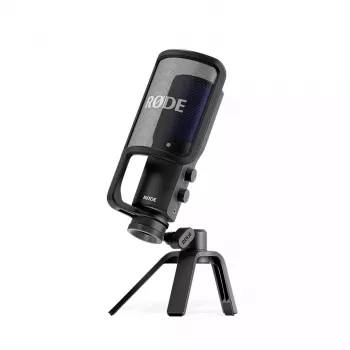 Kondensatorinis USB PC mikrofonas RØDE NT-USB+ — kardioidinis, 24 bitų/48 kHz, 20–20000 Hz, 3,5 mm ausinių išvestis, USB-C, juodas