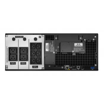 APC Smart-UPS On-Line SRT6KRMXLI - 6kW/VA, 6x C13 + 4x C19 + kietasis laidų prijungimas 1 fazės išėjimas, montuojamas į stelažą, įmontuota NMC