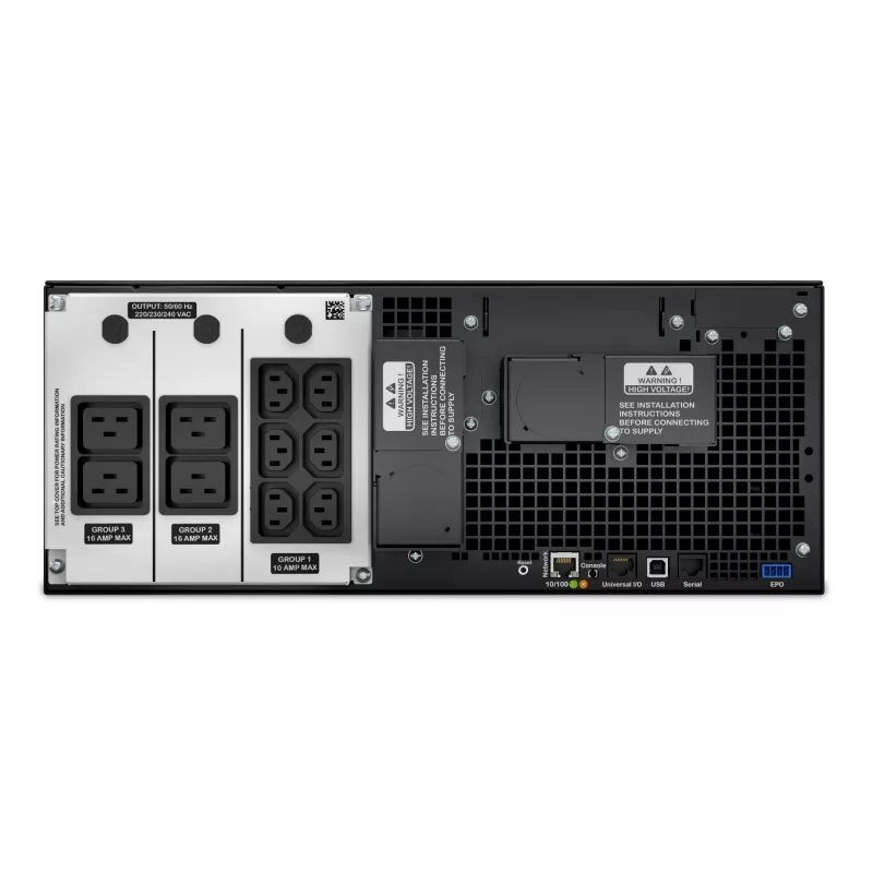 APC Smart-UPS On-Line SRT6KRMXLI - 6kW/VA, 6x C13 + 4x C19 + kietasis laidų prijungimas 1 fazės išėjimas, montuojamas į stelažą, įmontuota NMC