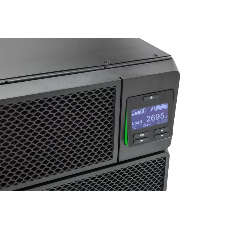 APC Smart-UPS On-Line SRT6KRMXLI - 6kW/VA, 6x C13 + 4x C19 + kietasis laidų prijungimas 1 fazės išėjimas, montuojamas į stelažą, įmontuota NMC