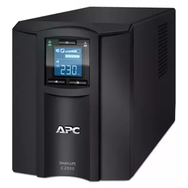 APC Smart-UPS C, Line Interactive, 2000VA, Tower, 230V, 6x IEC C13+1x IEC C19 išėjimai, USB ir nuoseklioji komunikacija, AVR, grafinis LCD