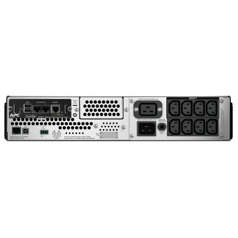 APC Smart-UPS, Line Interactive, 2200VA, Rackmount 2U, 230V, 8x IEC C13+2x IEC C19 lizdai, tinklo kortelė, AVR, LCD