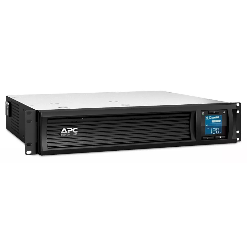 APC Smart-UPS C, linijinis interaktyvus, 1000VA, stelažinis 2U, 230V, 4x IEC C13 lizdai, SmartConnect prievadas, USB ir nuoseklusis ryšys, AVR, grafinis LCD
