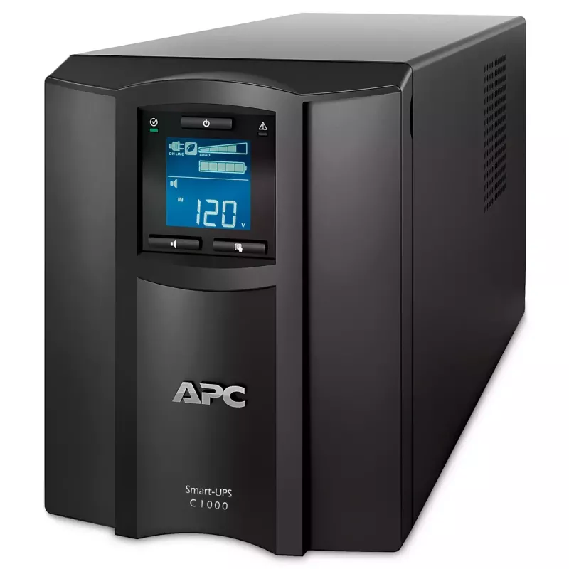APC Smart-UPS C, Line Interactive, 1000VA, Tower, 230V, 8x IEC C13 lizdai, SmartConnect prievadas, USB ir nuoseklioji sąsaja, AVR, grafinis LCD
