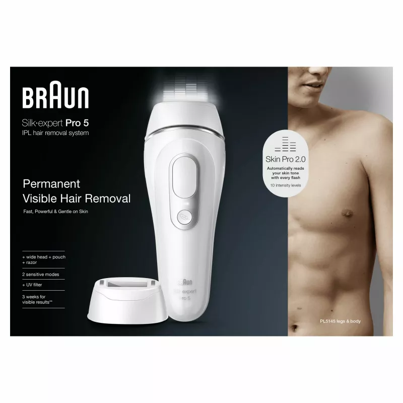 Epiliatorius Braun Silk-expert Pro PL5145 Intensyvi impulsinė šviesa IPL balta
