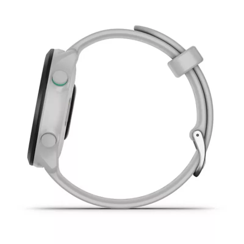 Išmanusis laikrodis GARMIN Forerunner 55 — 42 mm apvalus sportinis laikrodis, GPS/GLONASS/Galileo, 14 dienų baterija, 5 ATM, silikoninis baltas dirželis
