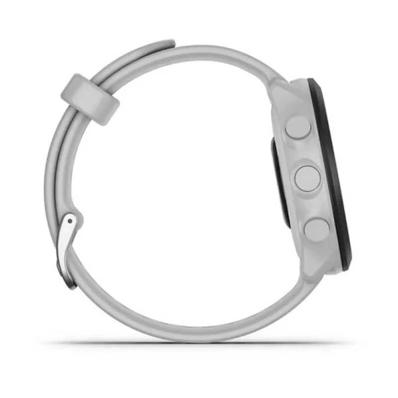 Išmanusis laikrodis GARMIN Forerunner 55 — 42 mm apvalus sportinis laikrodis, GPS/GLONASS/Galileo, 14 dienų baterija, 5 ATM, silikoninis baltas dirželis