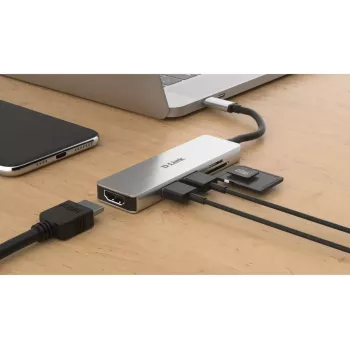D-Link 5-in-1 USB-C Hub su HDMI ir SD/microSD kortelių skaitytuvu