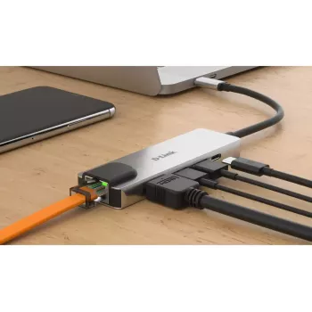 D-Link 5-in-1 USB-C Hub su HDMI/Ethernet ir Power Delivery