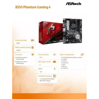 ASRock B550 Phantom Gaming 4 AMD B550 Socket AM4 ATX