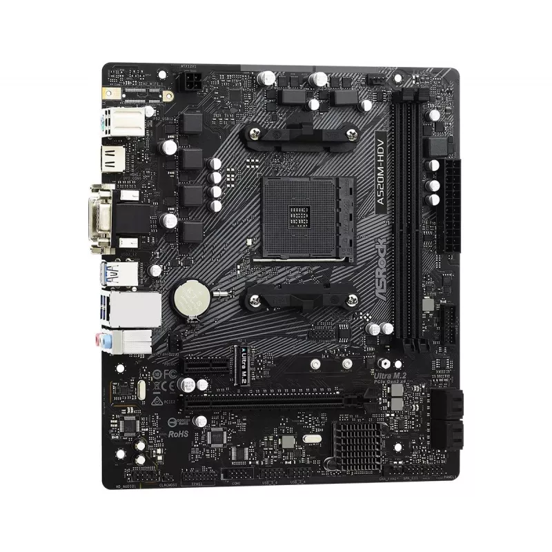 ASRock pagrindinė plokštė A520M-HDV AM4 AMD A520 2 x DDR4 USB 3.2 SATA 3 7.1 kanalo HD garsas mATX