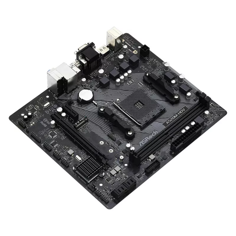 ASRock pagrindinė plokštė A520M-HDV AM4 AMD A520 2 x DDR4 USB 3.2 SATA 3 7.1 kanalo HD garsas mATX