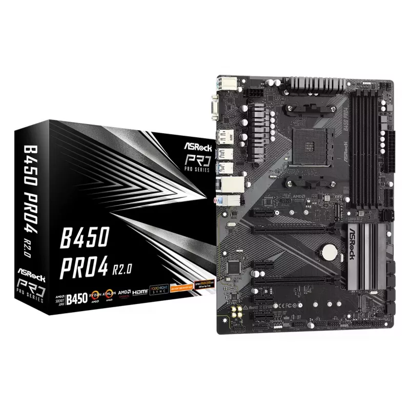 Motininė plokštė ASRock B450 PRO4 R2.0 AMD B450 Socket AM4 ATX