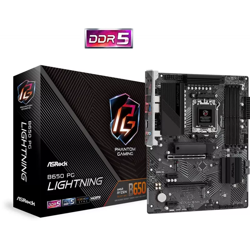 ASRock pagrindinė plokštė B650 PG Lightning AM5 AMD B650 USB 3.2 SATA 3 7.1ch HD Audio ATX