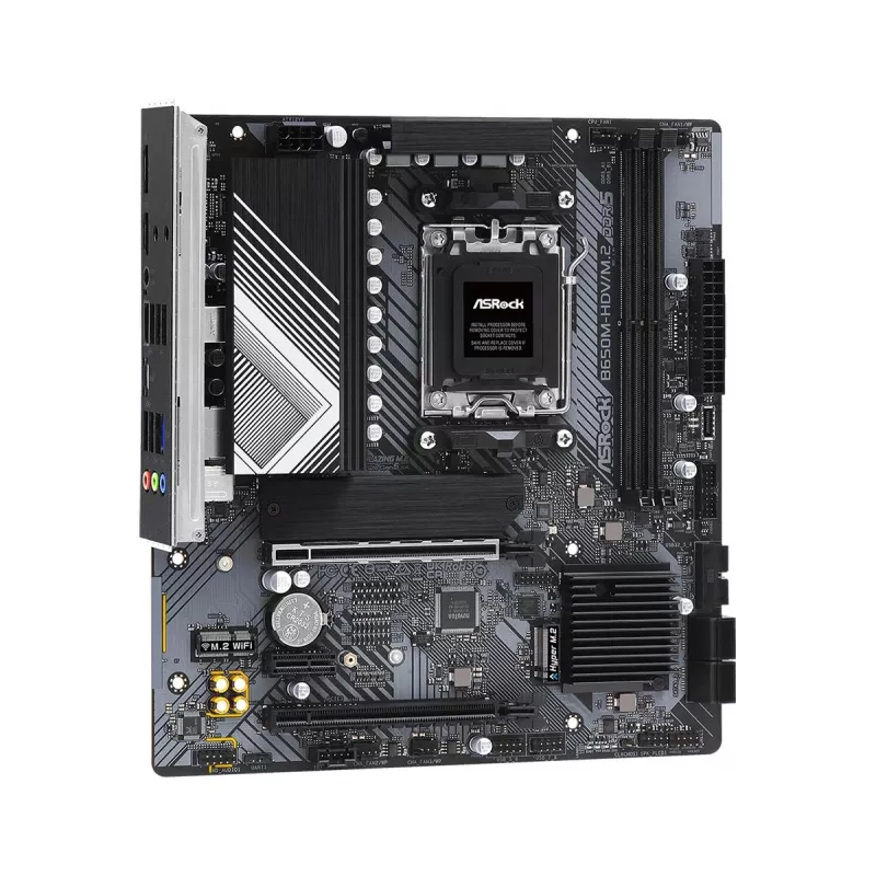 Motininė plokštė ASRock B650M-HDV/M.2 micro ATX — AMD B650, Socket AM5, DDR5, 2 atminties lizdai, 64GB, M.2 ir SATA III