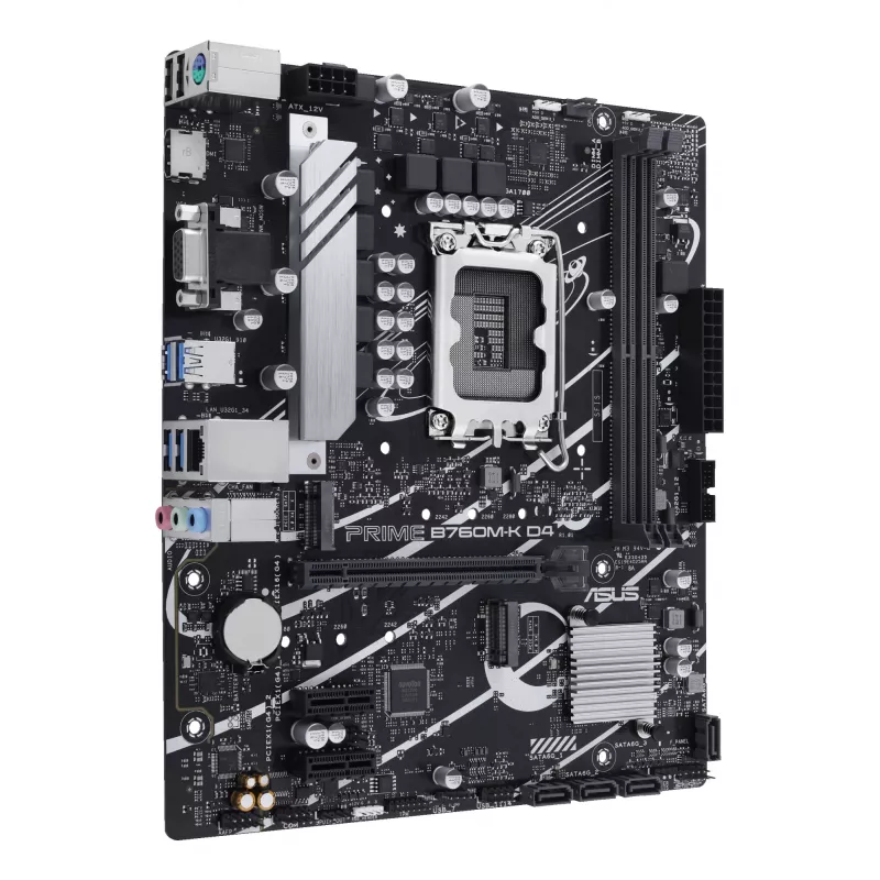 Motininė plokštė ASUS PRIME B760M-K D4 — Intel B760, LGA 1700, Micro ATX, 2x DDR4 DIMM, 64 GB, M.2, SATA III, 2.5Gb Ethernet