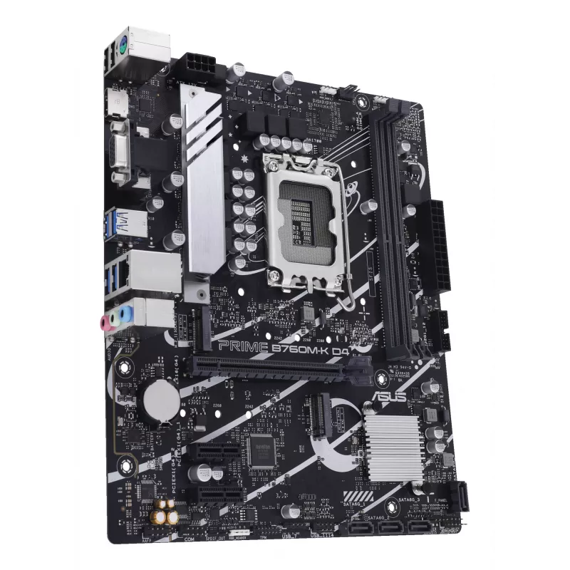 Motininė plokštė ASUS PRIME B760M-K D4 — Intel B760, LGA 1700, Micro ATX, 2x DDR4 DIMM, 64 GB, M.2, SATA III, 2.5Gb Ethernet