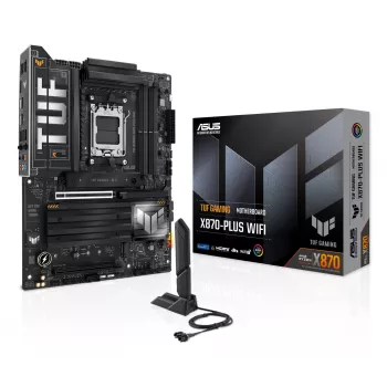 Pagrindinė plokštė ASUS TUF GAMING X870-PLUS WIFI — AMD X870, Socket AM5, ATX, DDR5, 4 DIMM, Wi‑Fi 7, Bluetooth 5.4