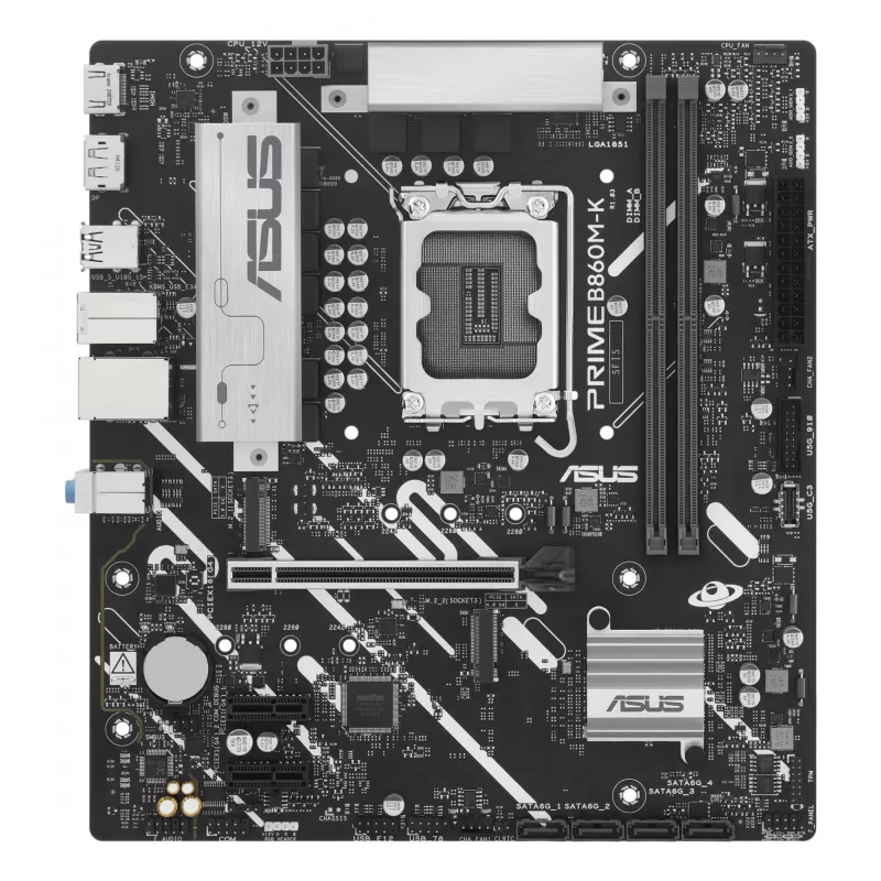 Motininė plokštė ASUS PRIME B860M-K — Intel B860, LGA 1851, micro ATX, DDR5, 2x M.2, 2 DIMM, 2,5Gb LAN