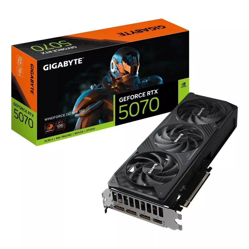 Vaizdo plokštė GIGABYTE GeForce RTX 5070 12GB GDDR7, PCIe 5.0, 192 bitų, WINDFORCE 3X, 282×110×50 mm