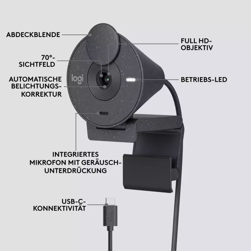 LOGITECH Brio 300 Full HD internetinė kamera - grafitas