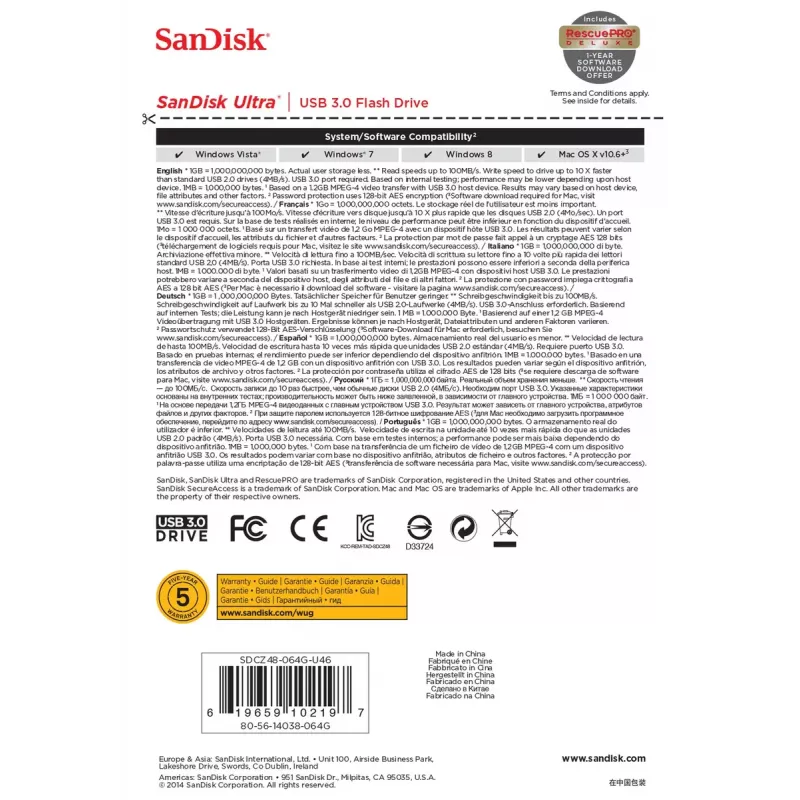 USB atmintinė SanDisk 64 GB USB Typee-A 3.2 Gen 1 SDCZ48-064G-U46