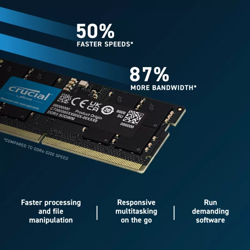 16 GB DDR5-5600 SO-DIMM nešiojamojo kompiuterio atminties modulis, CRUCIAL