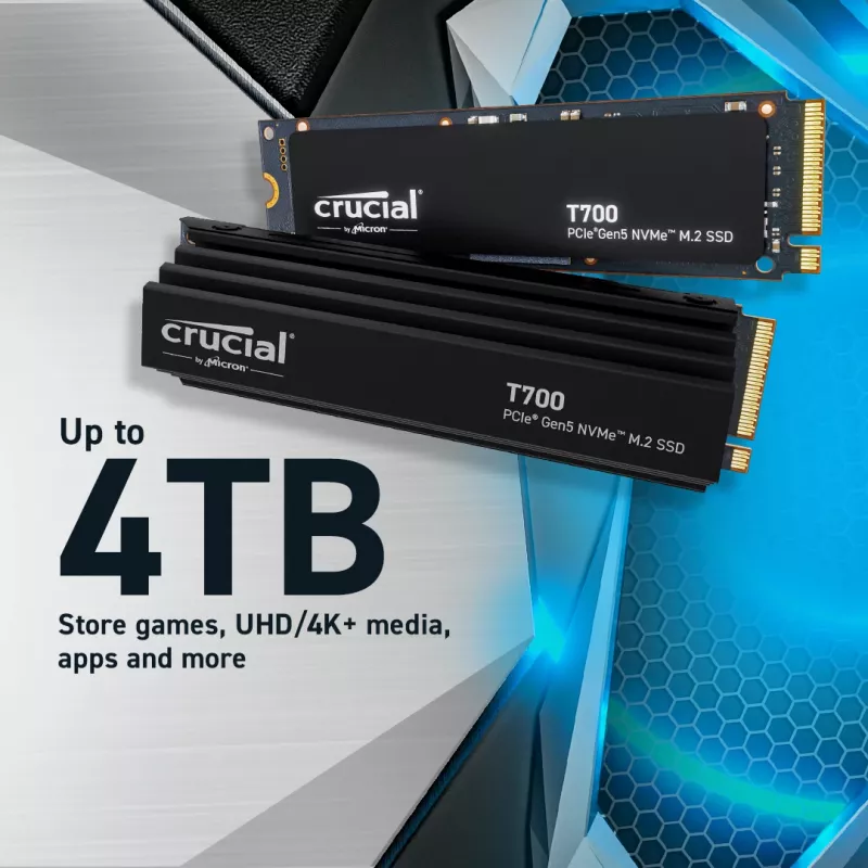 MICRON / CRUCIAL SSD - Crucial T700 - 2TB - Pci-e Gen5 x4 - M.2 2280 - Heatsink