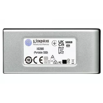 Kingston Technology 2000G PORTABLE SSD XS2000, 2 TB, USB Type-C, 3.2 Gen 2 (3.1 Gen 2), 2000 MB/s, juoda, sidabrinė