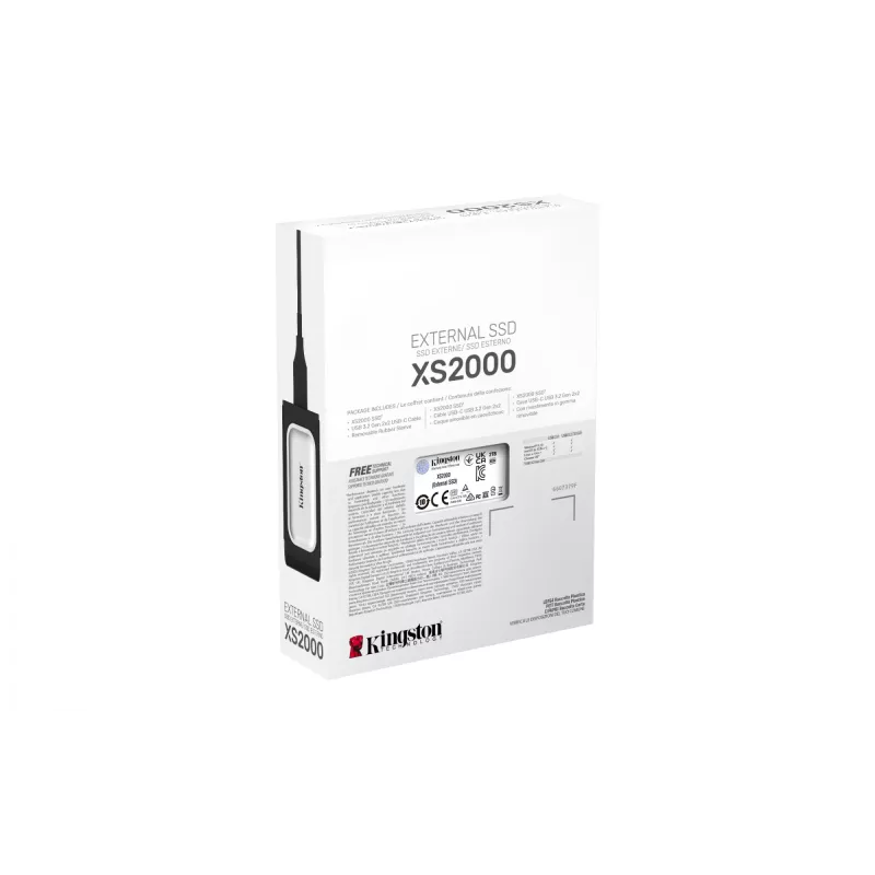 Kingston Technology 2000G PORTABLE SSD XS2000, 2 TB, USB Type-C, 3.2 Gen 2 (3.1 Gen 2), 2000 MB/s, juoda, sidabrinė