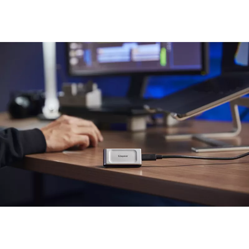 Kingston Technology 500G PORTABLE SSD XS2000, 500 GB, USB Type-C, 3.2 Gen 2 (3.1 Gen 2), 2000 MB/s, juoda, sidabrinė