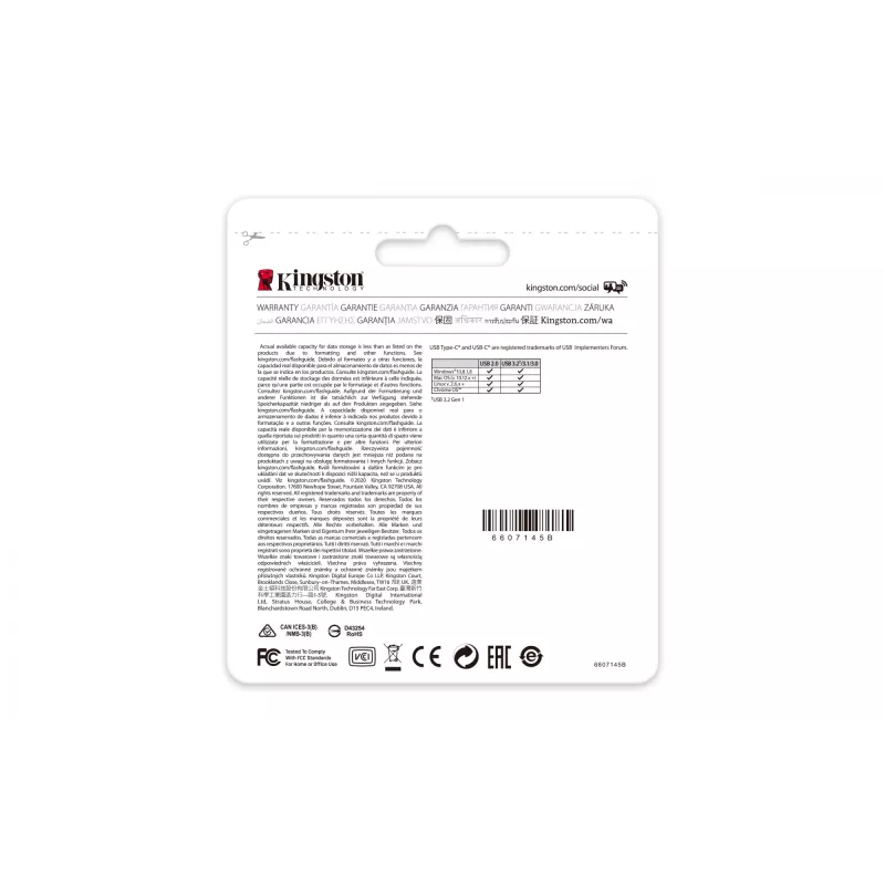 Kingston Technology DataTraveler 256GB USB-C 3.2 Gen 1 70, 256 GB, USB Type-C, 3.2 Gen 1 (3.1 Gen 1), Cap, 7 g, Juoda
