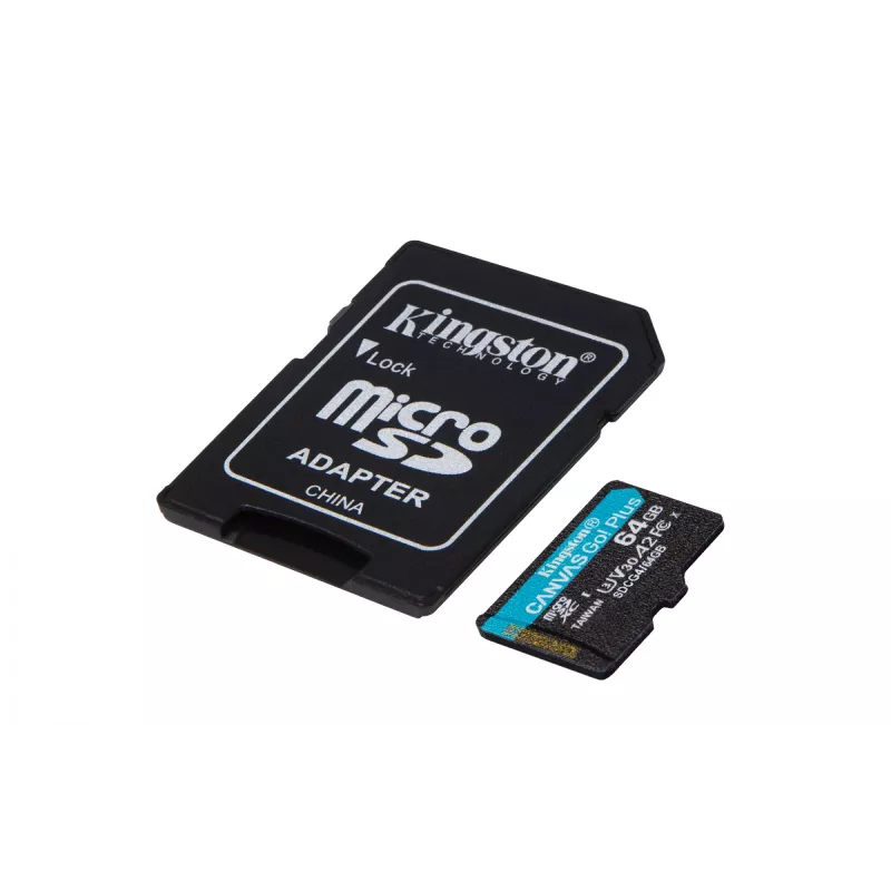 „Kingston Technology“ 64 GB „microSDXC Canvas Go Plus Gen4“ 200 MB/s A2 U3 V30 kortelė su adapteriu