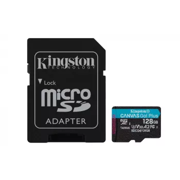Kingston Technology 128 GB „microSDXC Canvas Go Plus Gen4“ 200 MB/s A2 U3 V30 kortelė su adapteriu