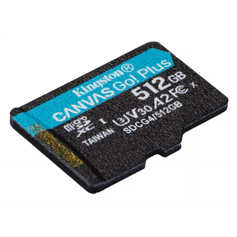 Kingston Technology 512GB microSDXC Canvas Go Plus Gen4 200MB/s A2 U3 V30 kortelė + adapteris