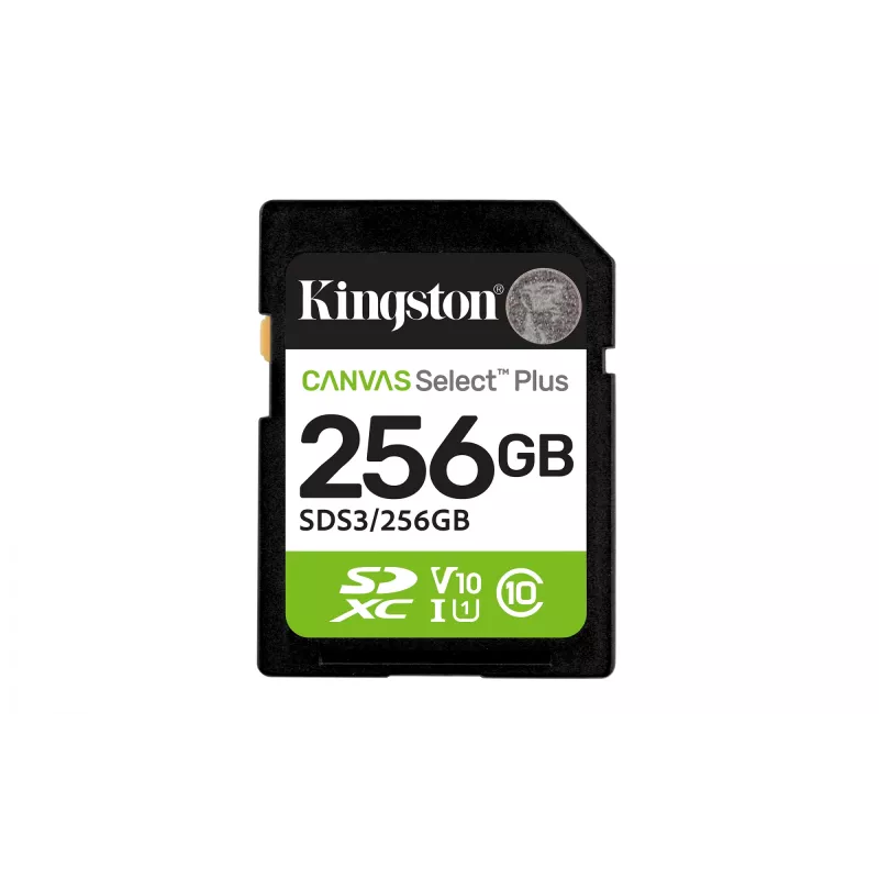 SDXC atminties kortelė KINGSTON Canvas Select Plus Gen3 256GB SD UHS‑I 150MB/s C10 U1 V10