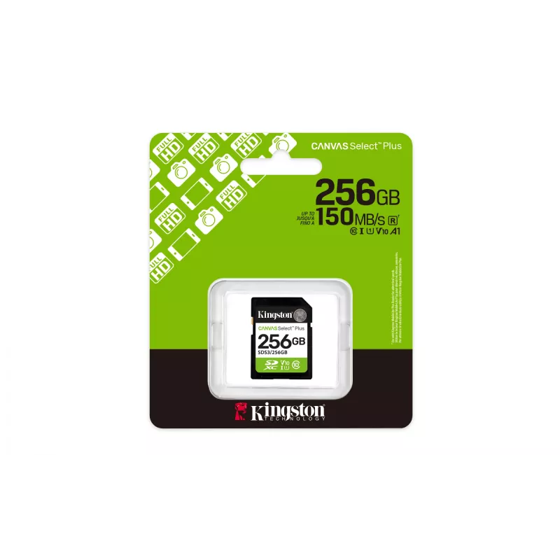 SDXC atminties kortelė KINGSTON Canvas Select Plus Gen3 256GB SD UHS‑I 150MB/s C10 U1 V10