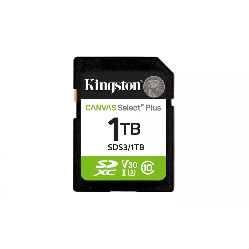SD atminties kortelė KINGSTON Canvas Select Plus Gen3 1TB SDXC UHS-I V30 U3 Class 10, 150 MB/s